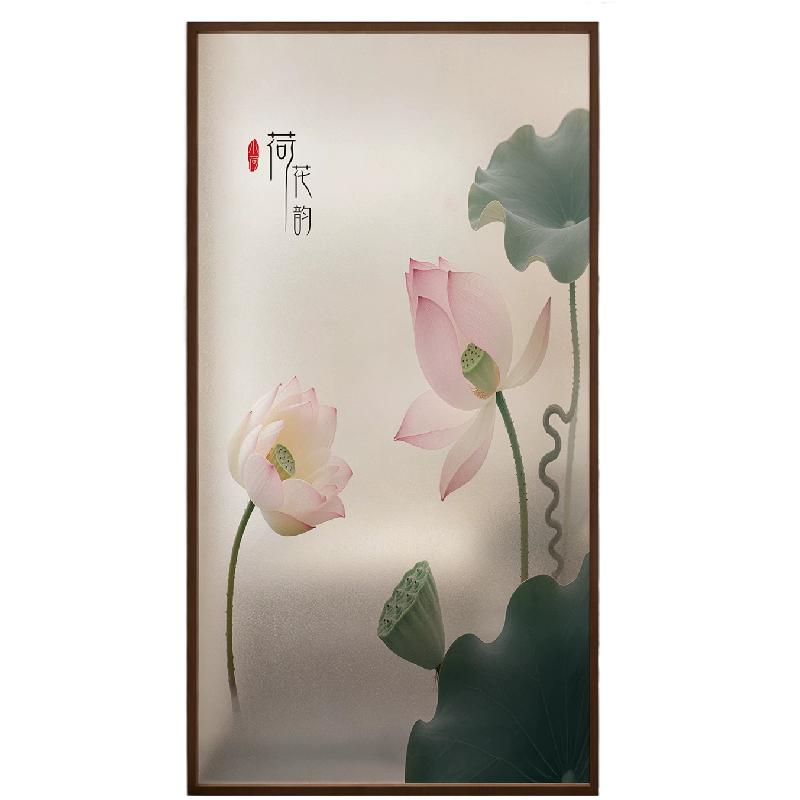 荷花磨砂防窥透光不透明玻璃贴膜