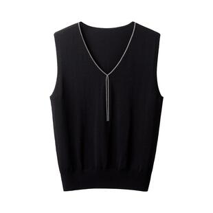 颜域时尚百搭背心针织衫女装2026新款早春白色简约打底衫内搭上衣