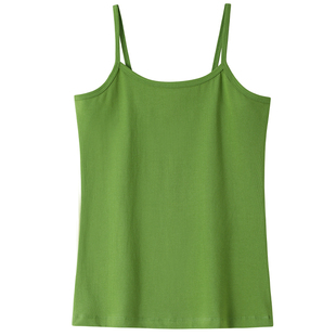 牛油果绿色纯棉基础点细带吊带小背心女款西装内搭外穿弹力打底衫