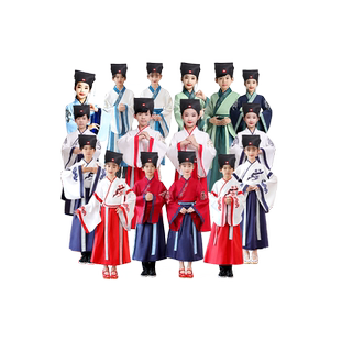 开学儿童汉服国学服男女春夏服装古装书童演出服小学生古风表演服