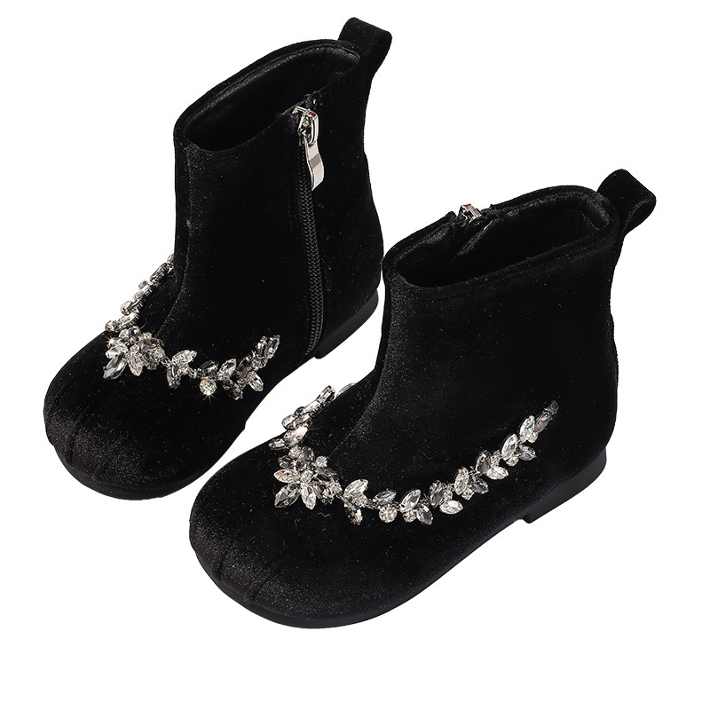 ABCdoukids女童公主靴2025冬季新款儿童加绒保暖棉靴时尚水钻靴子