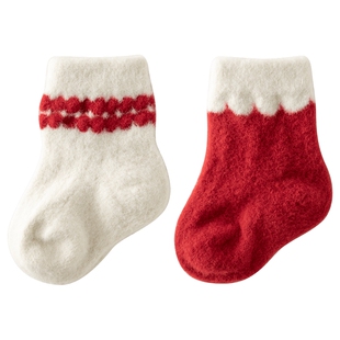 【万象新】aqpa爱帕宝宝儿童秋冬短袜(两双装)加厚红品袜子