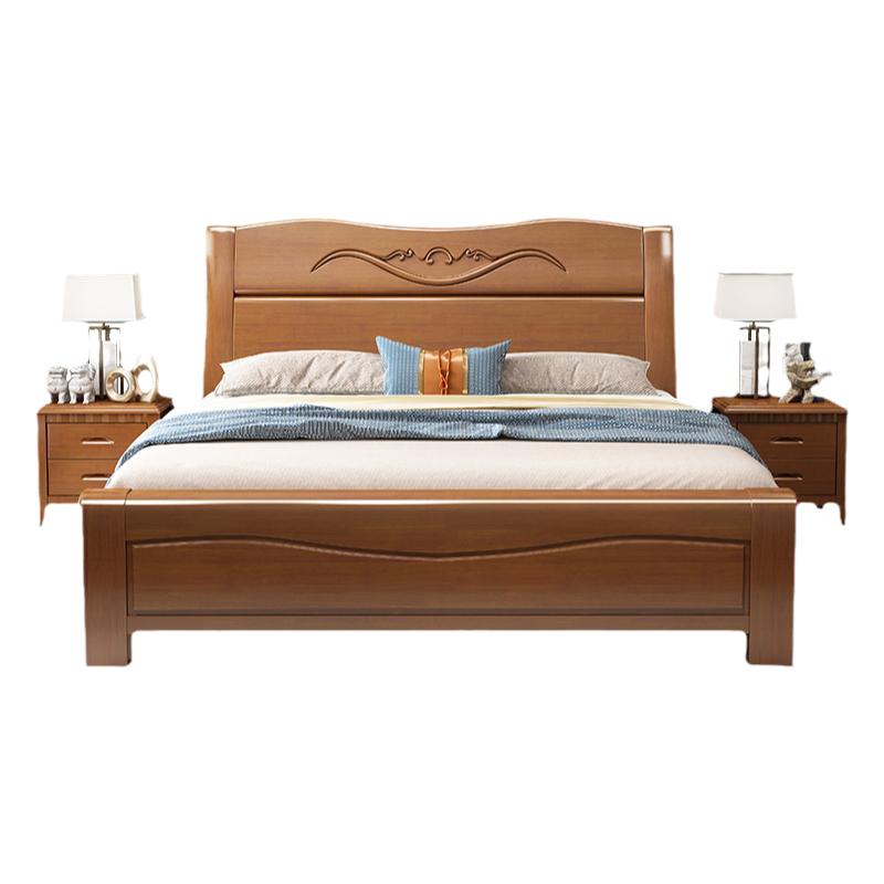 全实木床现代简约1.8米1.5米双人床中式1.2经济型储物高箱床箱框