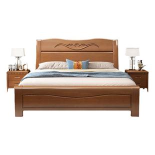 全实木床现代简约1.8米1.5米双人床中式1.2经济型储物高箱床箱框