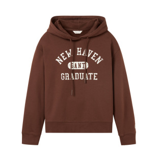 GANT/甘特25年秋冬女士加绒外套上衣学院风刺绣休闲运动连帽卫衣