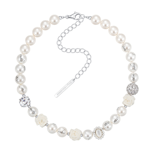 YVMIN尤目x SHUSHUTONG 纸团珍珠项链玫瑰锁骨链毛衣链女生日礼物