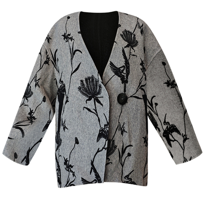 轻奢羊毛双面尼手工植绒小众大衣