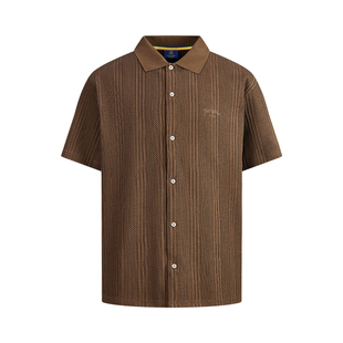 Navigare意大利小帆船翻领衬衫男士外套2026夏季时尚提花短袖衬衣