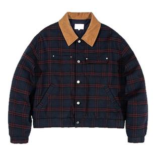 CountryMoment 美式复古灯芯绒领短款格子薄棉服外套男女Cleanfit