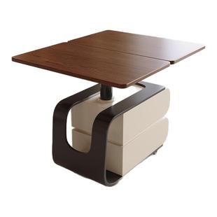 可升降折叠移动边几意式罗缦实木小推车茶几新款高级感家用设计师