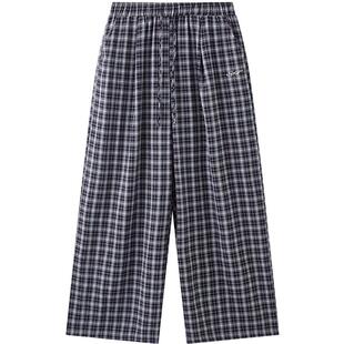 三福女春季格子美高长裤 甜酷舒适简约风宽松柔软女单裤514953