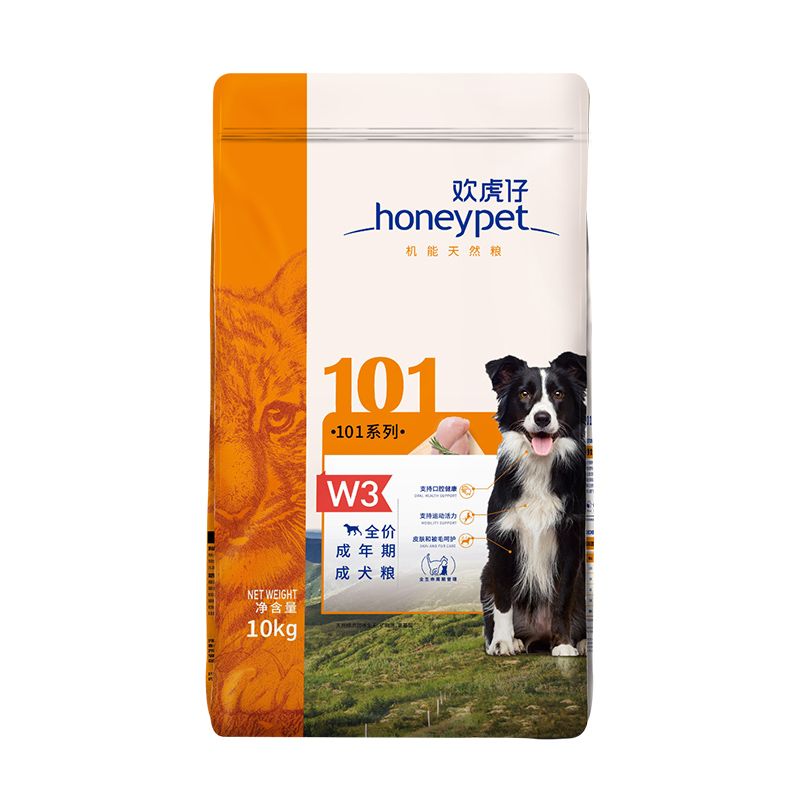 欢虎仔101狗粮10kg成犬幼犬通用型泰迪金毛博美小型中大型犬20斤