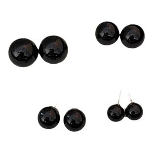 S925银黑珍珠耳钉简约个性养耳洞耳环时尚百搭睡觉免摘耳饰高级感