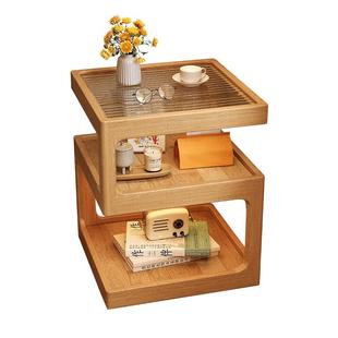 床头置物架全实木卧室2025新款床头柜替代品极窄边几小型床边柜
