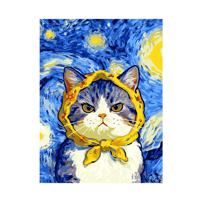 自油自画DIY数字油画梵星喵靥