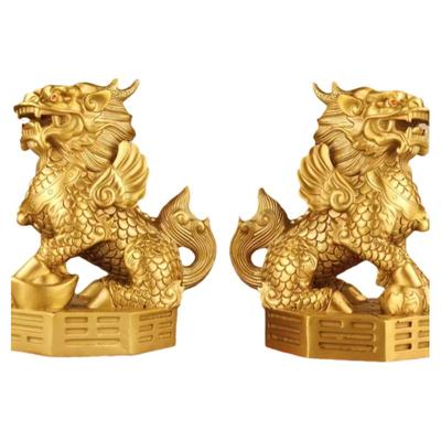 镇宅摆件黄铜八卦麒麟门厅玄关窗台客厅阳台办公桌室招财天斩反弓