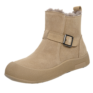 皮毛一体雪地靴防水防滑冬季女鞋加绒加厚东北大棉鞋真皮羊毛靴子