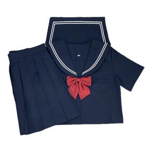 青月社基础款绀二本原创JK制服日系学院风藏青水手服百褶短裙套装
