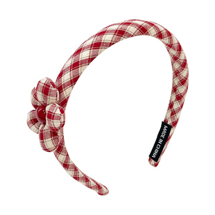 韩系儿童格子花朵发箍女童新年红色不勒头头箍宝宝甜美发卡发饰