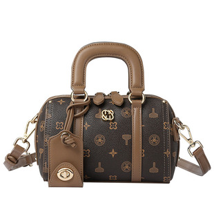 啄木鸟女士包包2025新款拼色保龄球手提包波士顿枕头包单肩斜挎包