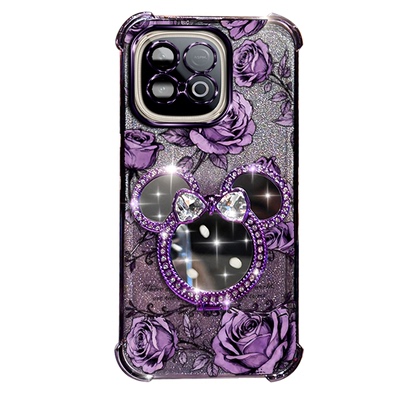 A14模板 手机壳 iqooz10t 玫瑰印花米奇镜子支架全包精孔镜头高级感新款男女款