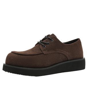 休闲皮鞋男款2025新款高级感翻毛工作男鞋百搭大头鞋子厚底德比鞋