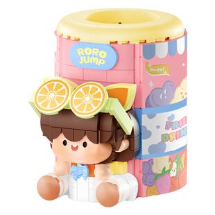 费米肉肉酱正版授权办公桌面摆件笔筒潮玩小颗粒拼装益智积木玩具