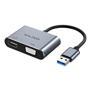 高多 USB转HD高清+VGA 2合1转换器外置显卡fl2000投屏电视投影仪1080P