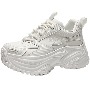 MIO米奥厚底小白鞋2025秋季新款圆头运动鞋时尚休闲增高6cm女鞋