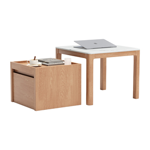 岩板全实木茶几子母组合客厅家用小户型2025新款可移动极简原木风