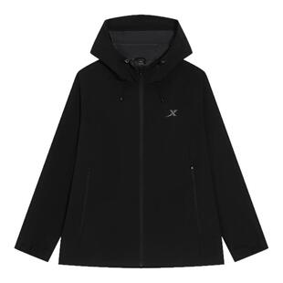 特步防泼水外套2026新款男冲锋软壳连帽运动服双层防风耐磨夹克男
