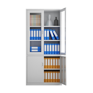 上下铁门中二抽文件柜办公室铁皮柜档案柜凭证资料柜书柜抽屉柜子