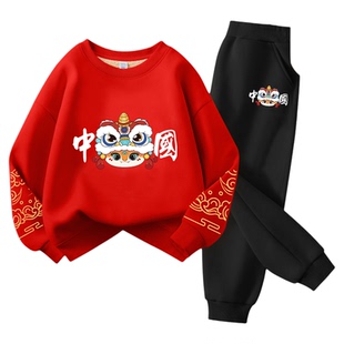 真维斯童装男童拜年服2026新年秋冬红色马年套装儿童过年喜庆衣服