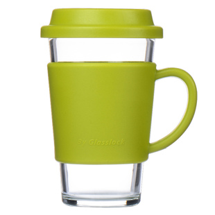 glasslock进口大容量水杯带杯套玻璃杯耐摔茶杯带盖便携茶水杯子