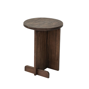 Onlythis家居侘寂风沙发边几日式老松木圆形小茶几美式小圆桌角几