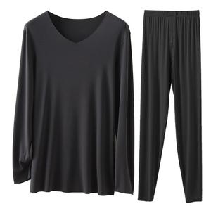 低领秋衣秋裤男士莫代尔大领口打底冬季薄款无痕保暖套装保温内衣