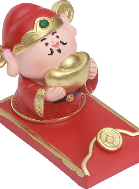 国潮卡通财神招财树脂手机支架
