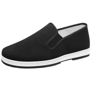 老北京布鞋男款官方旗舰店正品软底一脚蹬中老年休闲防滑底黑布鞋