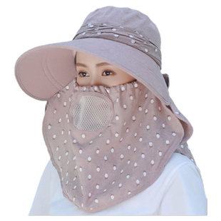 干农活遮阳帽女防晒春秋款夏全遮脸面纱骑车大沿太阳帽大帽檐帽子