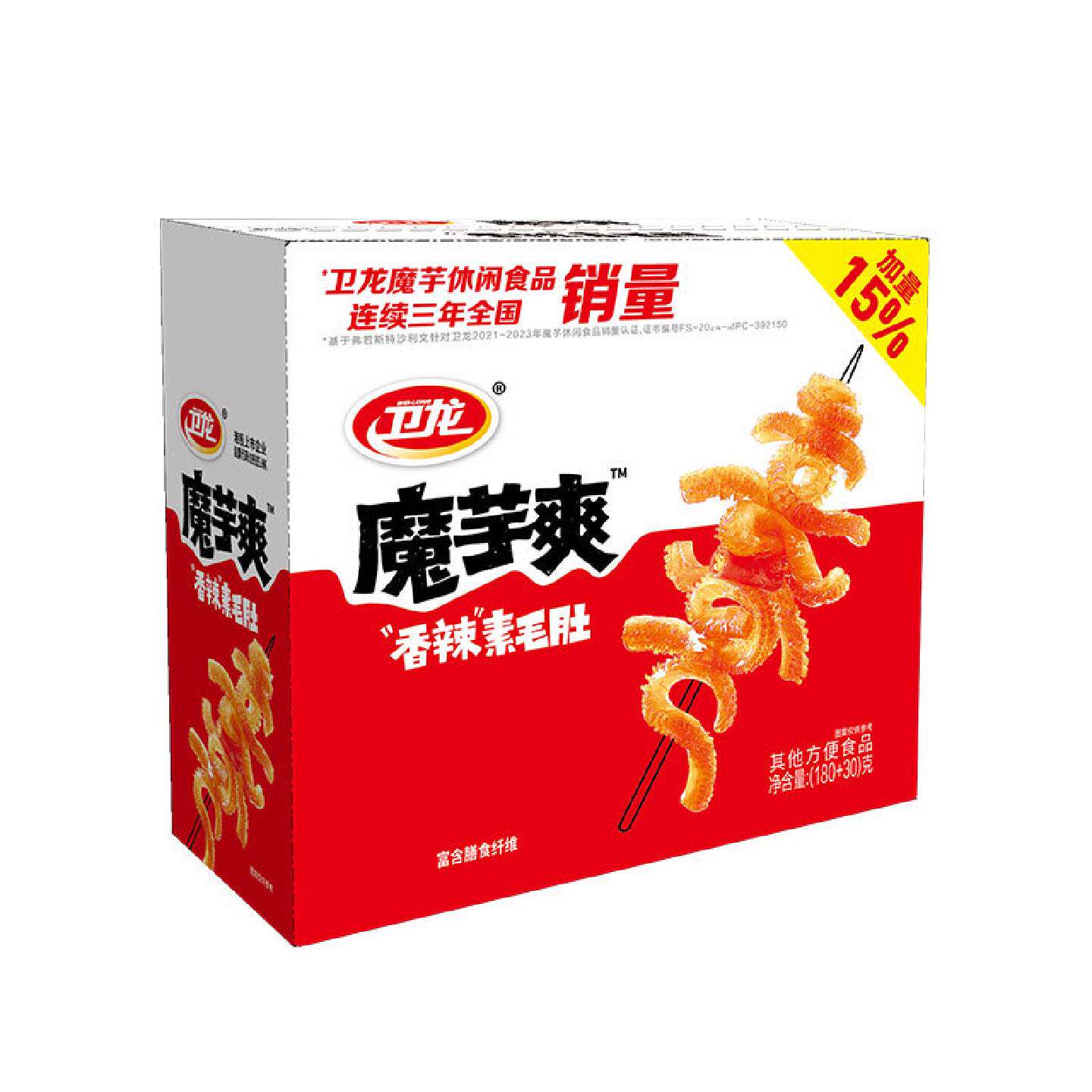 卫龙魔芋爽200g盒装加量20g素毛肚辣条休闲零食品宿舍办公室小吃
