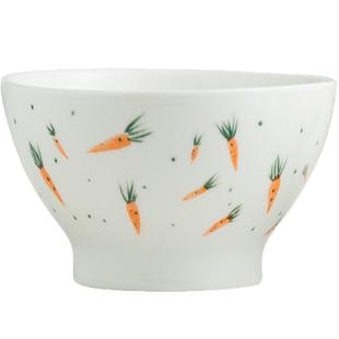 秋野家 手绘高脚碗防烫碗日式斗笠碗可爱胡萝卜碗米饭碗6个装卡通