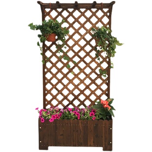 防腐木栅栏花架阳台木花盆庭院爬藤架隔断花箱碳化防腐木网格花槽
