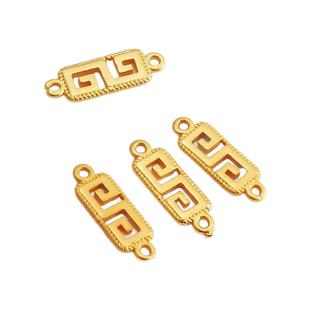 18k哑金多款保色复古风福字方形吊坠diy手工手链项链耳坠吊牌配件