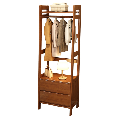 实木衣帽架落地卧室家用挂衣服架子多功能置物架简易立式带床头柜