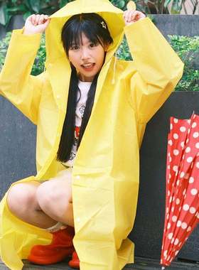 成人长款黄色雨衣 防暴雨便携式雨披 加厚EVA环保材质 全身式束口