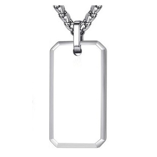 定制钨金方牌项链男士吊坠铭牌个性挂件身份牌情侣毛衣链刻字照片