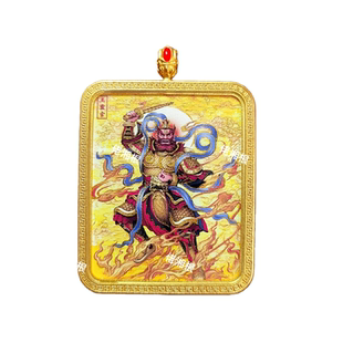 纯手绘唐卡吊坠王灵官挂坠双面时尚道牌精美手工复古项链挂件定制