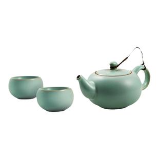 东道汝窑河南非遗茶具套装天青色汝瓷茶具整套礼盒福缘一壶二杯组