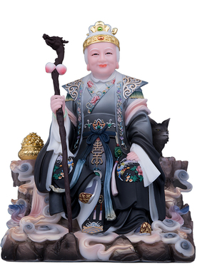 石材保平安中式纯手工黑老太神像