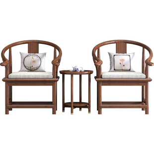 新中式实木圈椅胡桃木太师椅单人椅客厅官帽椅主人椅围椅家用椅子